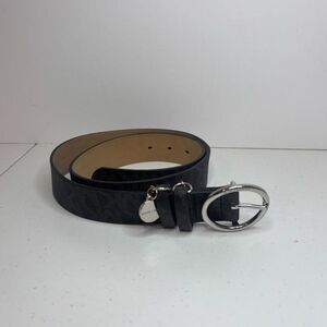 Michael Kors MK Brown Monogram Logo Buckle Belt Charm Designer Womens